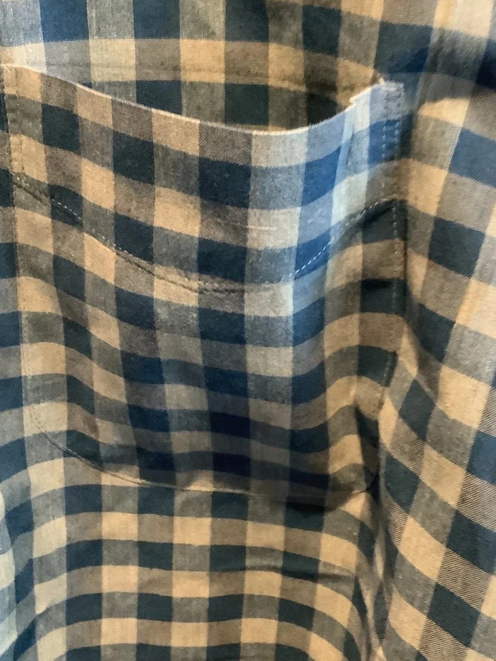 J. Crew Blue and White Gingham Button-Down Shirt, slim, untucked